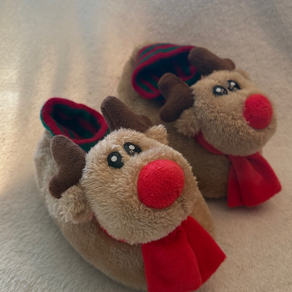 Rudolph The Red Nosed Reindeer Toddler Slippers Brown Christmas Size 10-11 NWOT